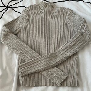 Zara Kids Ribbed Long Sleeve Top in Beige